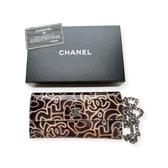SOLD Chanel Camellia Patent Leather Long Wallet with Chain - Picture 14 of 14